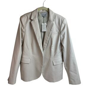 Dalia Women’s Blazer In Cream Size L NWT* Open Front Coastal Old Money Career